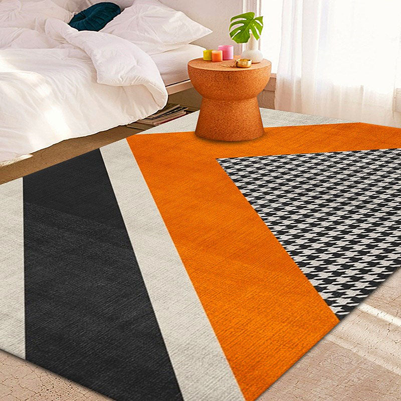 Blue Modern Rug Polyester Striped Area Rug Non-Slip Backing Rug for Living Room