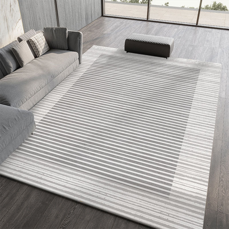 Minimalist Polyester Carpet Stripe Printed Rug Polyester Stain Resistant Area Rug for Living Room