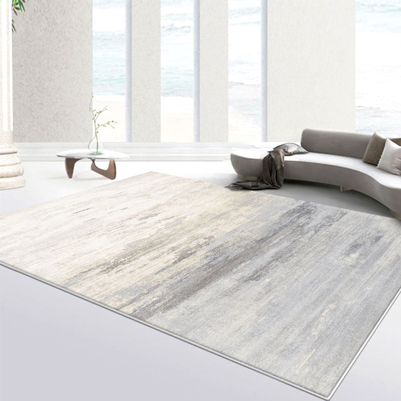 Dark Grey Industrial Rug Polyester Striped Area Rug Washable Rug for Drawing Room