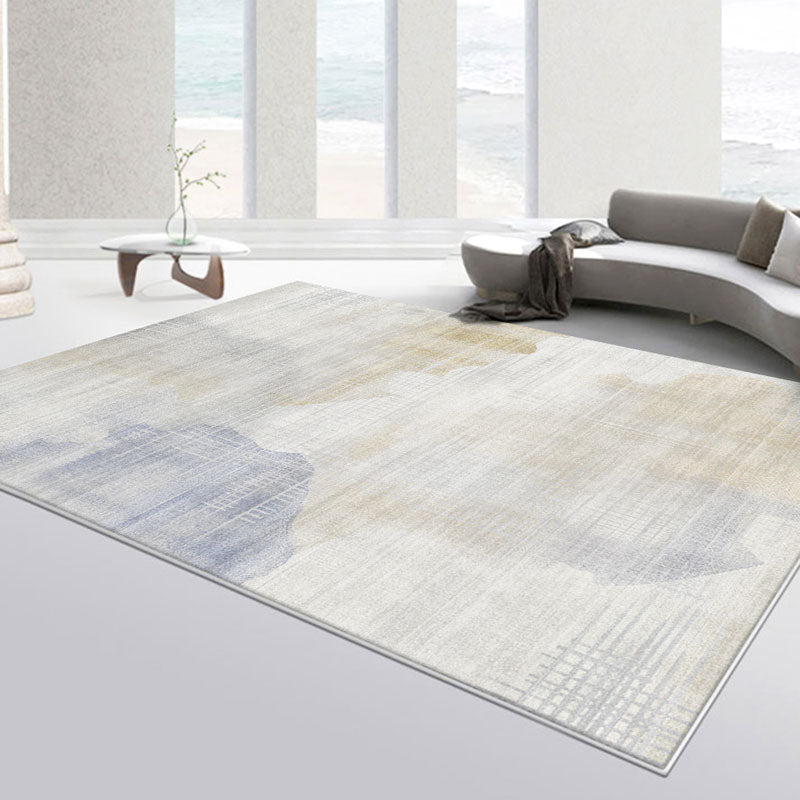 Dark Grey Industrial Rug Polyester Striped Area Rug Washable Rug for Drawing Room