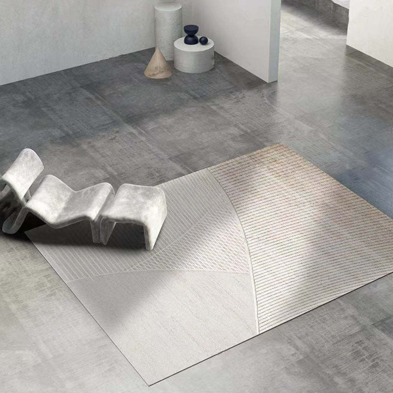 Contemporary Indoor Rug Minimalist Stripe Print Polyster Carpet Non-Slip Rug for Living Room