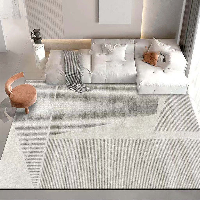 Contemporary Indoor Rug Minimalist Stripe Print Polyster Carpet Non-Slip Rug for Living Room