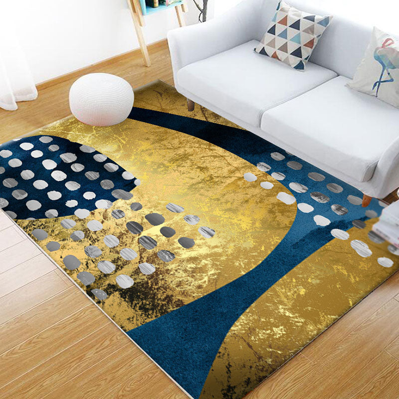 Tapis moderne à blocs de couleurs, en Polyester bleu, antidérapant, facile d'entretien, pour la décoration de la maison