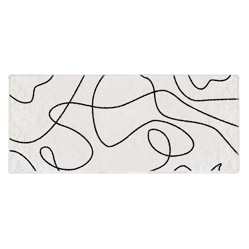 Black Modern Carpet Polyester Striped Carpet Non-Slip Backing Carpet for Living Room