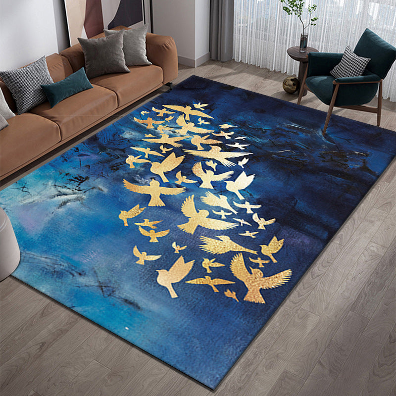 Gold Modern Rug Polyester Bight Rug Non-Slip Backing Indoor Rug for Home Decor