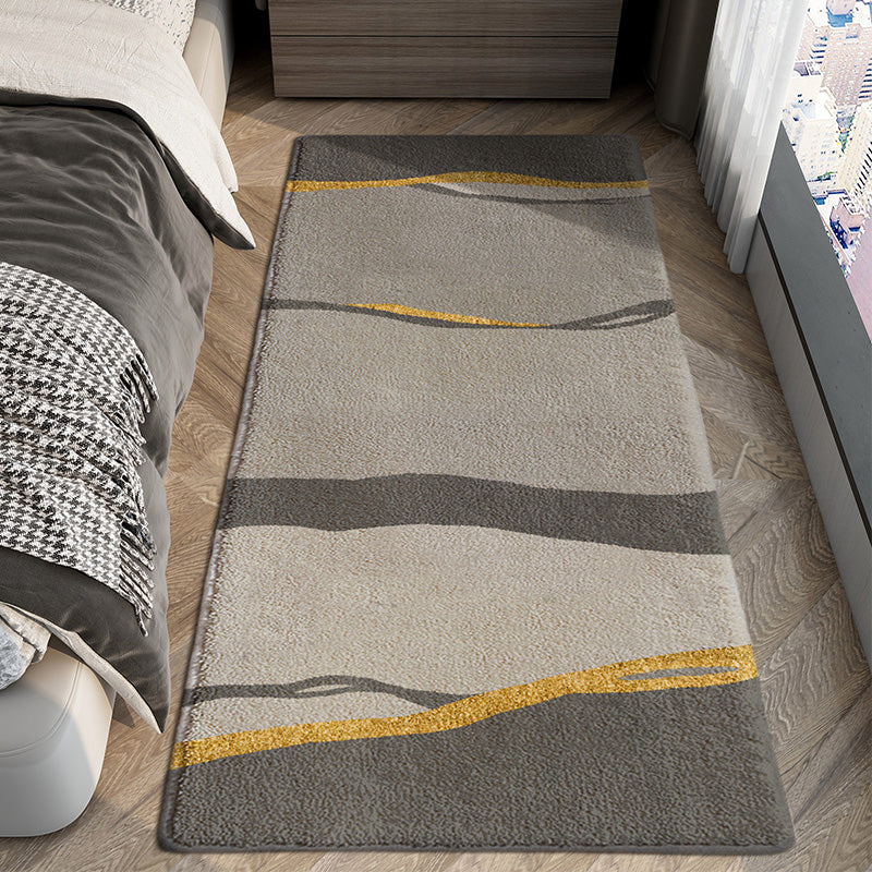 Stylish Grey Area Rug Modern Geometric Print Carpet Anti-Slip Rug for Home Decor
