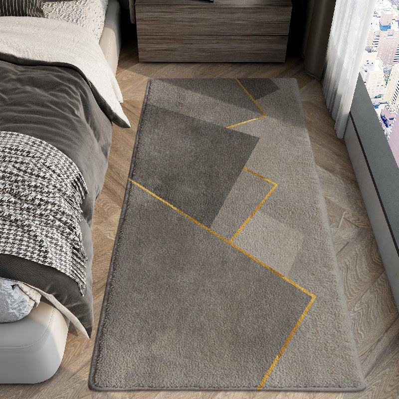 Stylish Grey Area Rug Modern Geometric Print Carpet Anti-Slip Rug for Home Decor