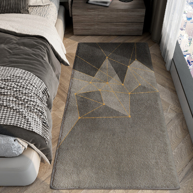 Stylish Grey Area Rug Modern Geometric Print Carpet Anti-Slip Rug for Home Decor