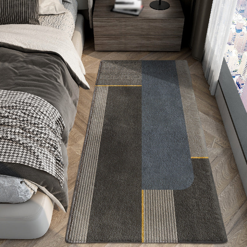 Grey Modern Area Rug Polyester Geometric Pattern Area Carpet Stain Resistant Rug for Bedroom