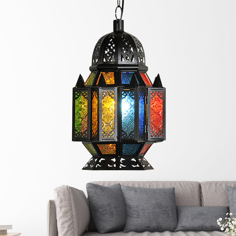 Black Jar Pendant Lamp Decorative Metal 1 Head Hanging Ceiling Light with Adjustable Chain