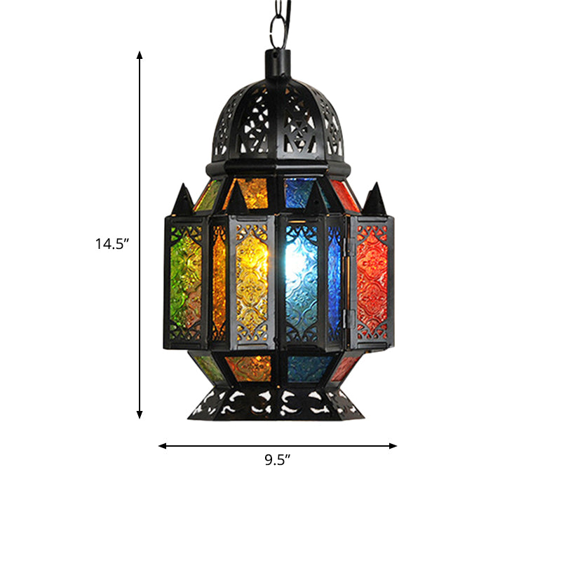 Black Jar Pendant Lamp Decorative Metal 1 Head Hanging Ceiling Light with Adjustable Chain