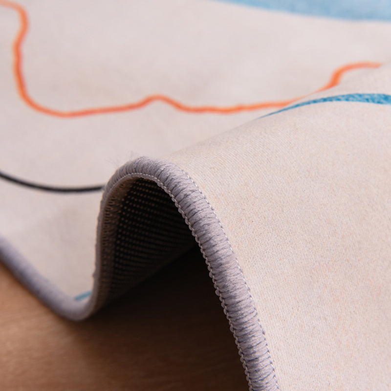 Modern Geometric Print Area Carpet Grey Polyester Area Rug Non-Slip Backing Rug for Bedroom