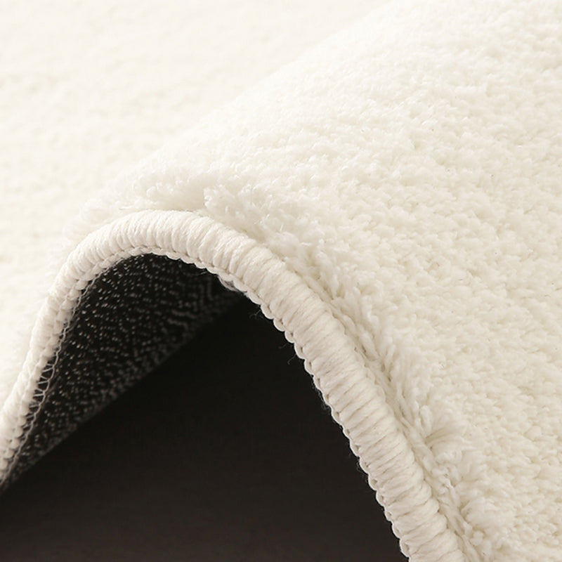 White Modern Carpet Polyester Color Block Carpet Washable Carpet for Living Room