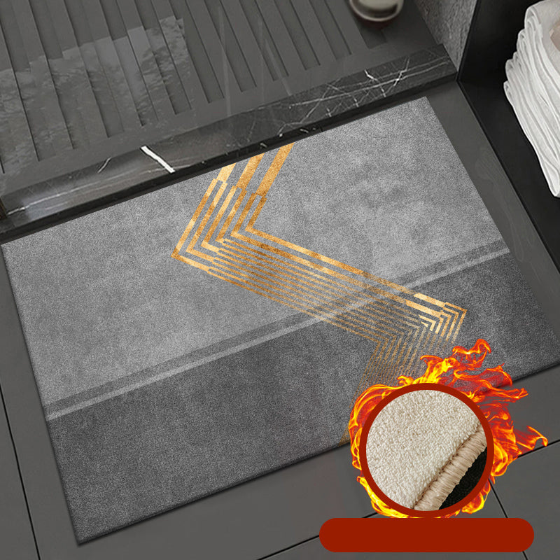 Grey Living Room Rug Modern Color-Blocked Polyester Area Carpet Stain Resistant Rug