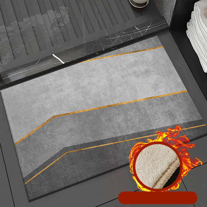 Grey Living Room Rug Modern Color-Blocked Polyester Area Carpet Stain Resistant Rug