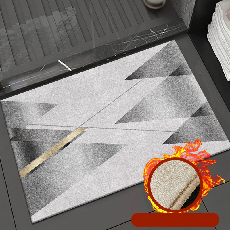 Grey Living Room Rug Modern Color-Blocked Polyester Area Carpet Stain Resistant Rug