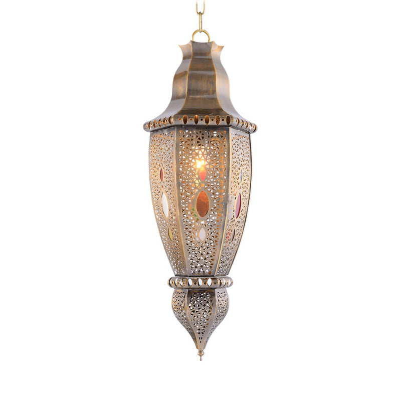 Traditionary Droplet Ceiling Light Metal 1 Bulb Pendant Lighting Fixture in Brass