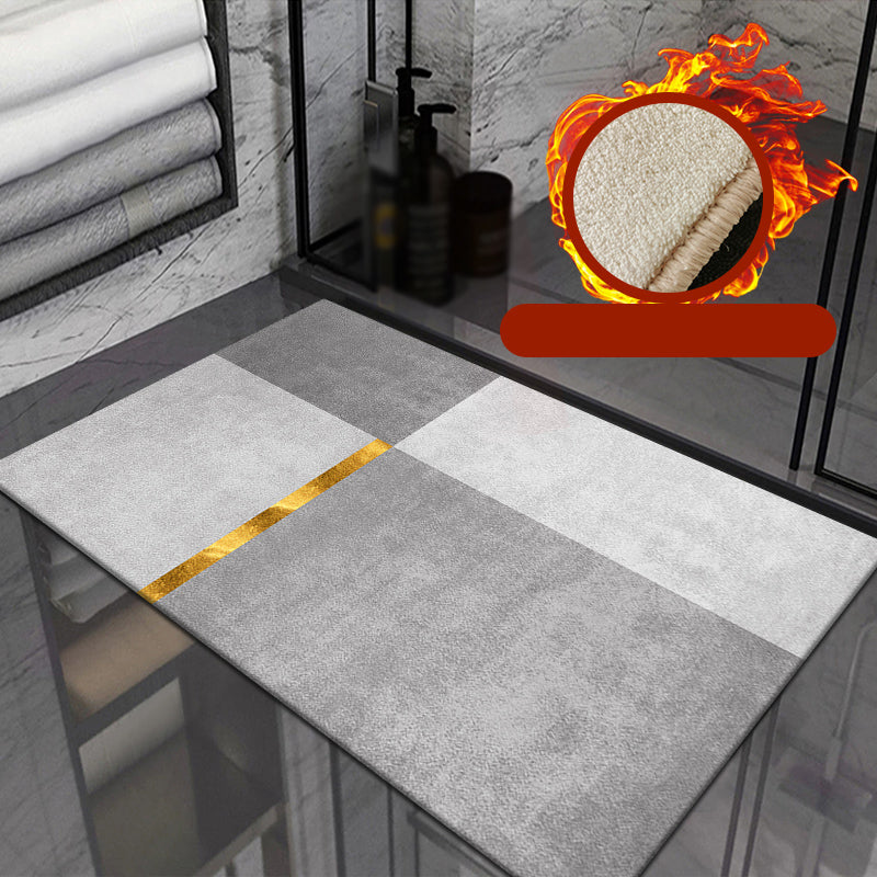 Grey Living Room Area Rug Color Block Polyester Area Carpet Anti-Slip Washable Area Rug