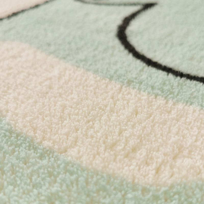 Grey Living Room Area Rug Color Block Polyester Area Carpet Anti-Slip Washable Area Rug