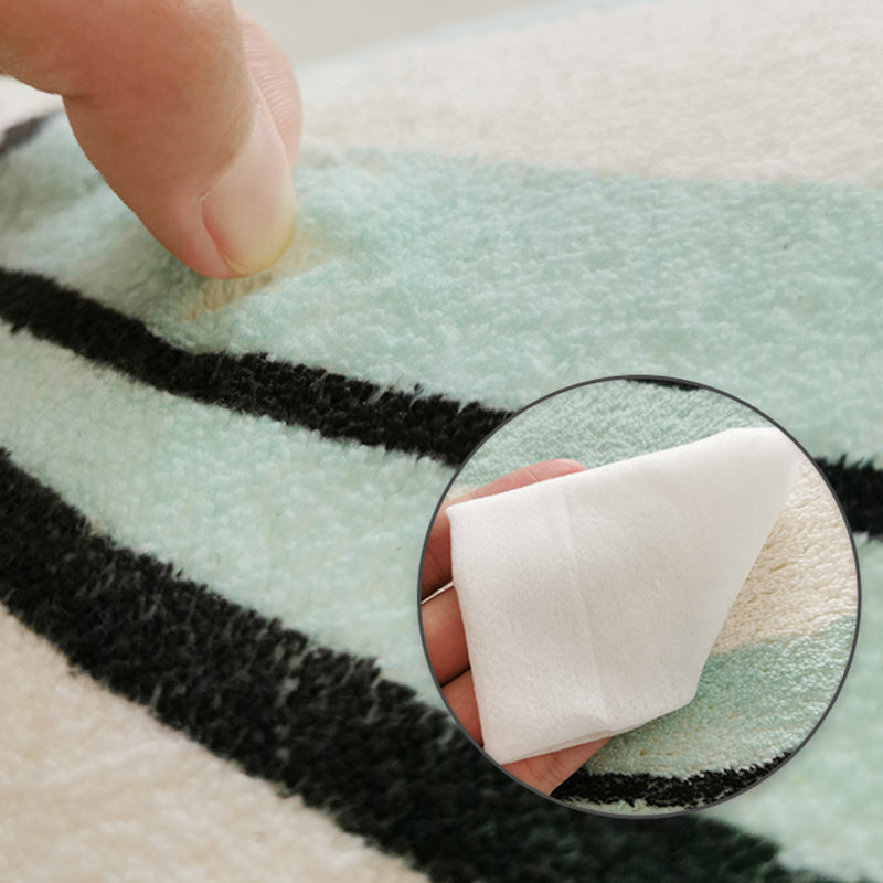 Grey Living Room Area Rug Color Block Polyester Area Carpet Anti-Slip Washable Area Rug