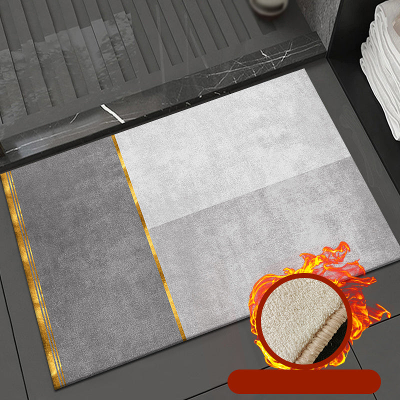 Grey Living Room Area Rug Color Block Polyester Area Carpet Anti-Slip Washable Area Rug