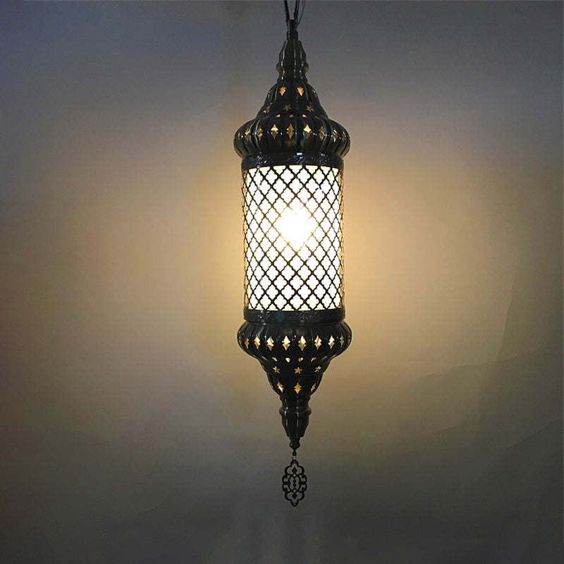 Metal Cylinder Pendant Lighting Decorative 1 Bulb Ceiling Suspension Lamp in Bronze