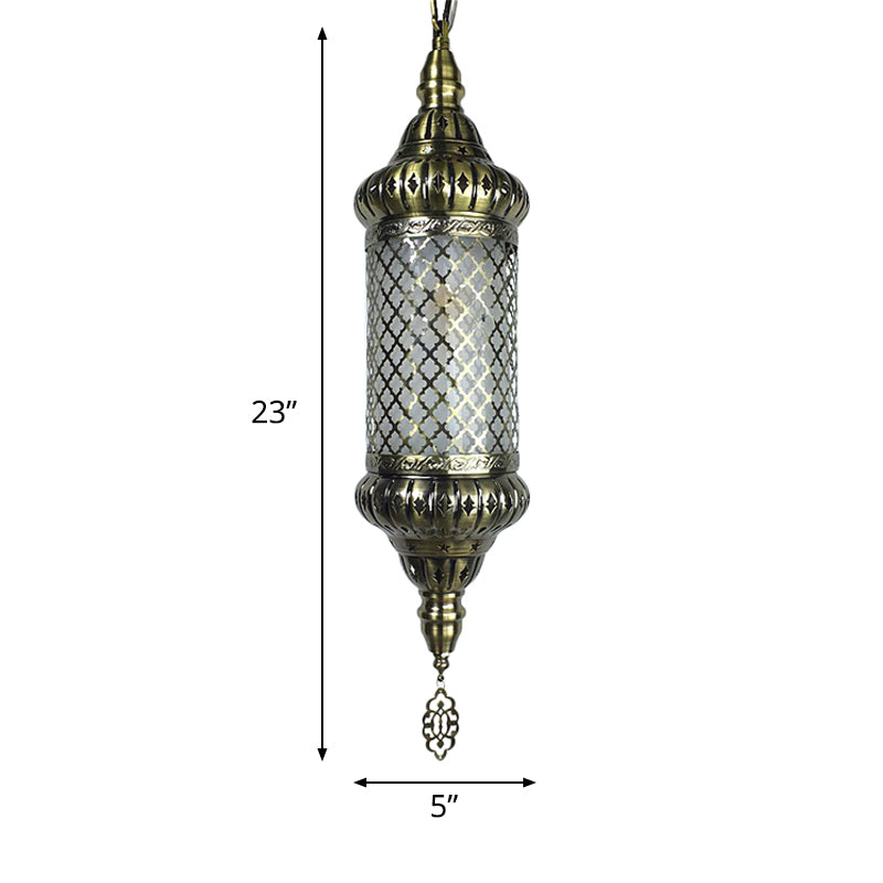 Metal Cylinder Pendant Lighting Decorative 1 Bulb Ceiling Suspension Lamp in Bronze