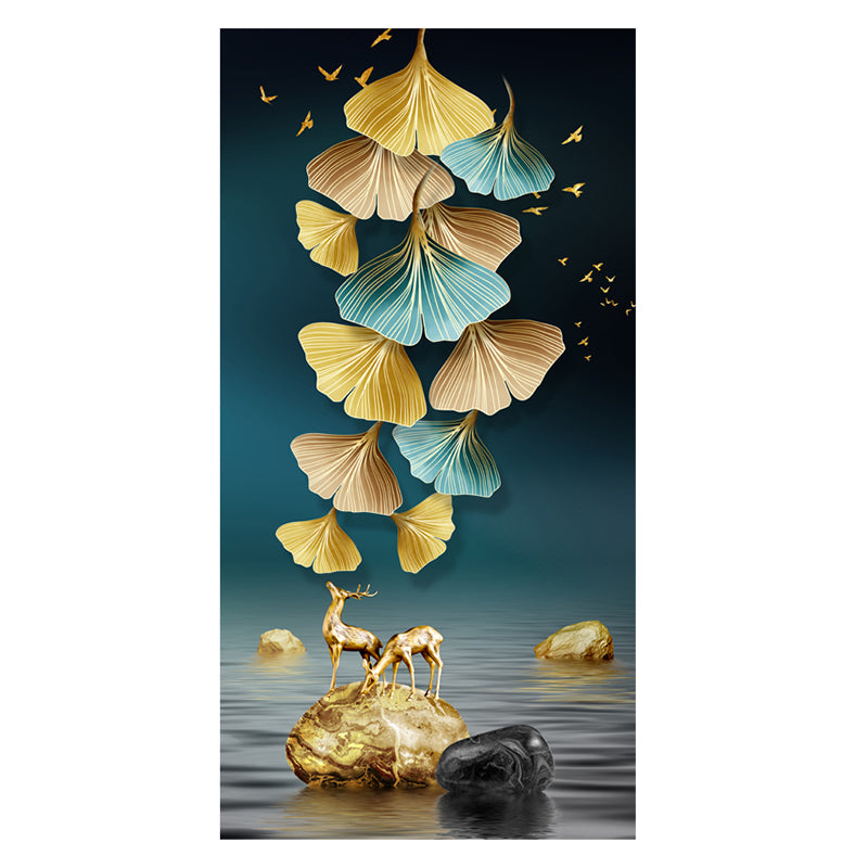 Gold Modern Rug Polyester Animal Rug Non-Slip Backing Rug for Living Room