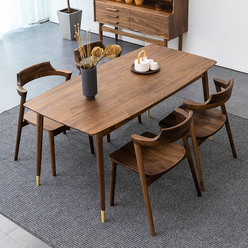 Table à manger de noyer noir de style luxueux Table rectangle de base de 4 jambes pour la maison
