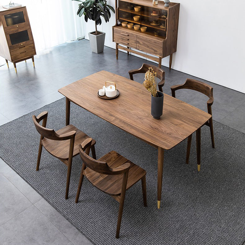 Table à manger de noyer noir de style luxueux Table rectangle de base de 4 jambes pour la maison
