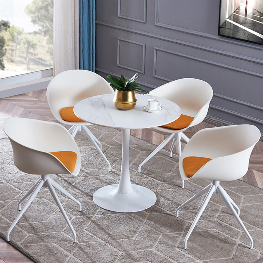 Round Sintered Stone White Dining Table Minimalist Tulip Base Table for Dining Room