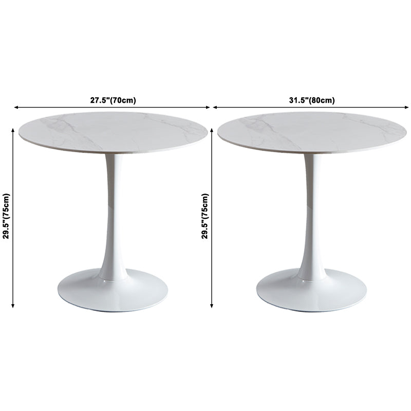 Round Sintered Stone White Dining Table Minimalist Tulip Base Table for Dining Room