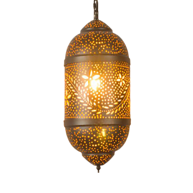 Carved Pendant Lighting Decorative 1 Head 8"/11"/13" Wide Metal Hanging Light Fixture in Brass