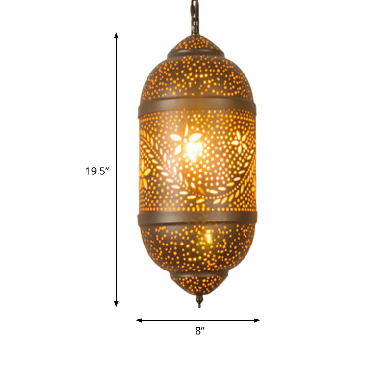 Carved Pendant Lighting Decorative 1 Head 8"/11"/13" Wide Metal Hanging Light Fixture in Brass