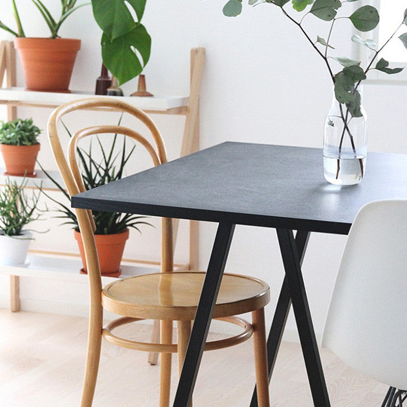 Simple Standard Sintered Stone Top Dining Table Rectangle Shape Dining Table with 6 Legs Base