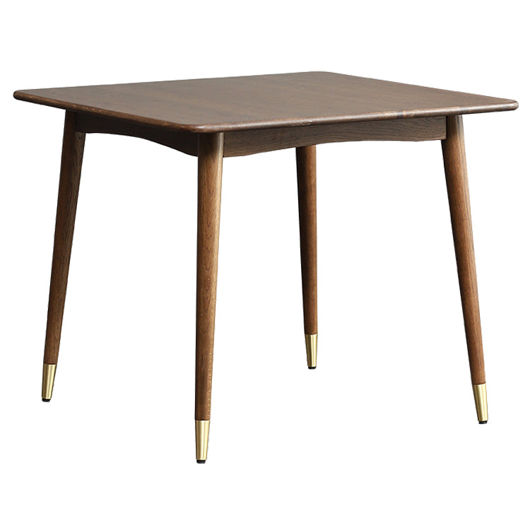 Table à manger industrielle carrée, Table fixe couleur bois avec bois massif de chêne