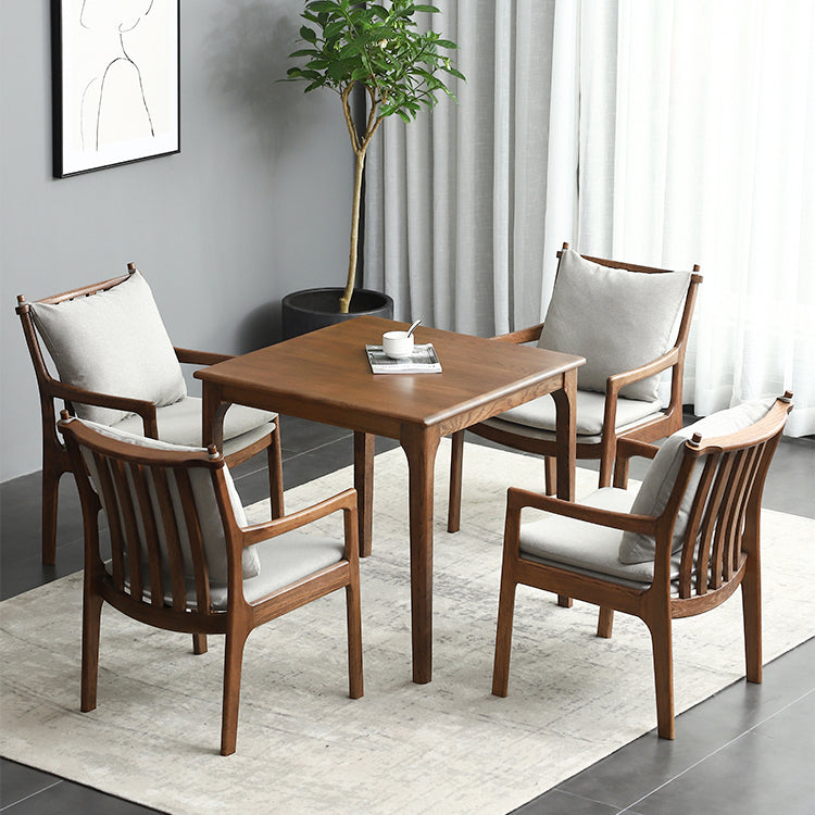 Square Wood Color Dining Table Oak Solid Wood Table Industrial with 4 Legs