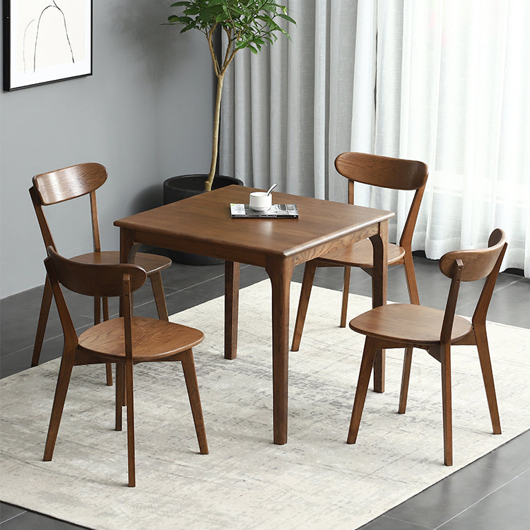 Square Wood Color Dining Table Oak Solid Wood Table Industrial with 4 Legs