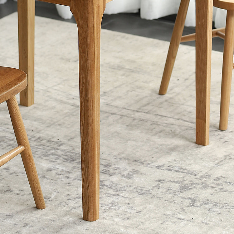 Square Wood Color Dining Table Oak Solid Wood Table Industrial with 4 Legs
