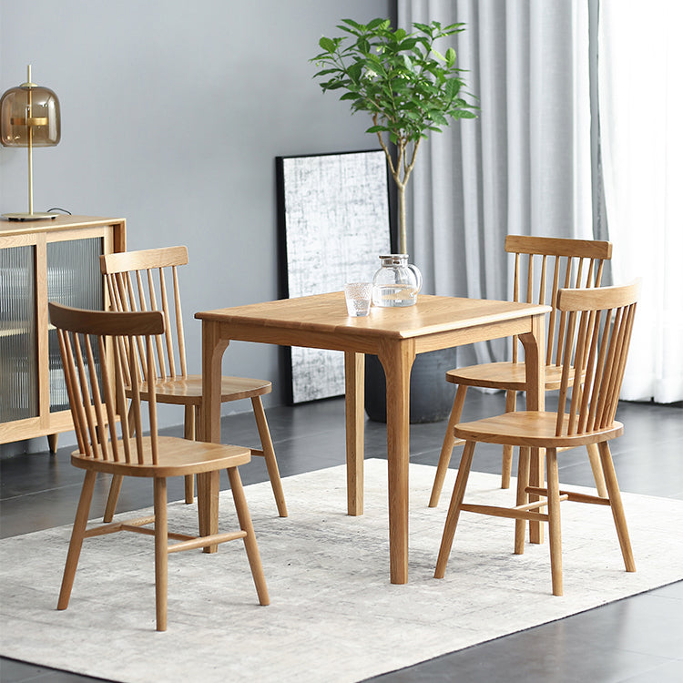 Square Wood Color Dining Table Oak Solid Wood Table Industrial with 4 Legs
