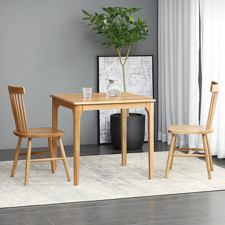 Square Wood Color Dining Table Oak Solid Wood Table Industrial with 4 Legs