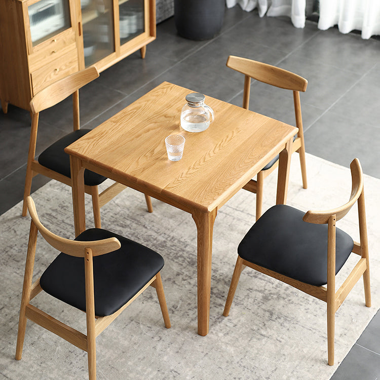 Square Wood Color Dining Table Oak Solid Wood Table Industrial with 4 Legs