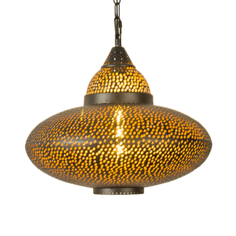 Laser Cut Hanging Lamp Art Deco 1 Bulb Metal Pendant Lighting Fixture in Brass, 5.5"/9.5"/10" Wide