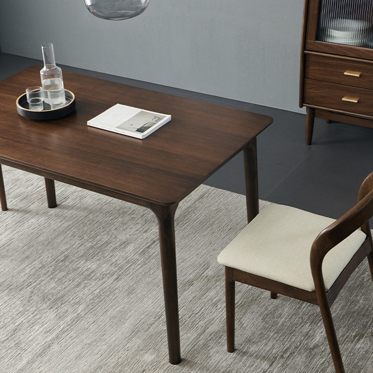 Rectangle Hickory Wooden Dining Table Modern Table in Nature with 4 Legs