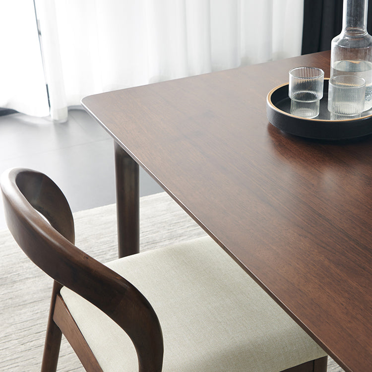 Rectangle Hickory Wooden Dining Table Modern Table in Nature with 4 Legs