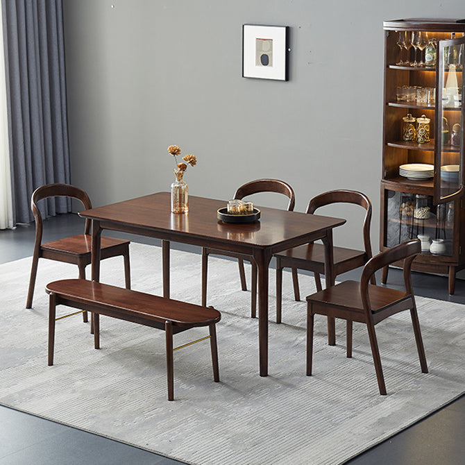 Rectangle Hickory Wooden Dining Table Modern Table in Nature with 4 Legs