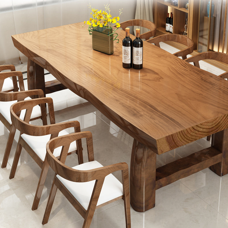 Mesa de comedor marrón de madera sólida simple forma de comedor rectángulo de mesa estándar para cocina