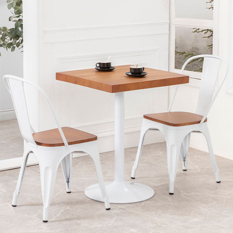 Solid Wood Industrial Dining Table Brown Top Table with White Frame for Dinning Room
