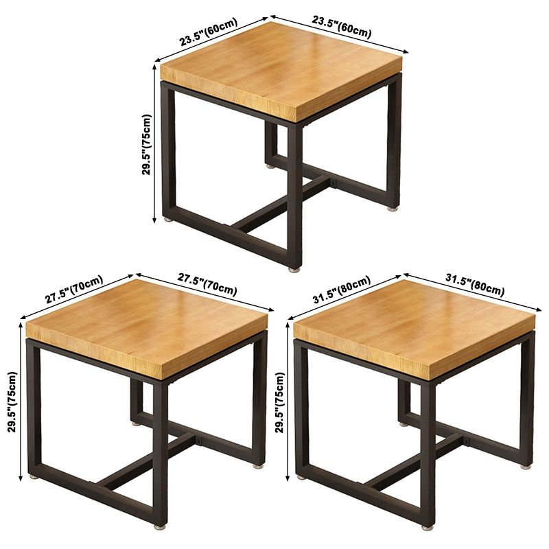 Mesa de comedor industrial de madera maciza, mesa cuadrada con base de caballete para comedor