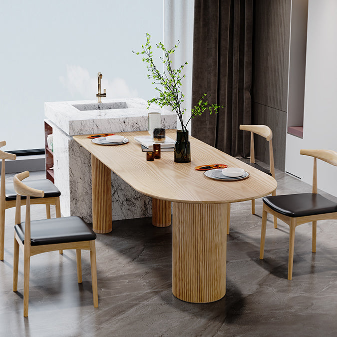 Simplicity Style Pine Freeform Solid Wood Dining Table 3 Legs Base Table for Home